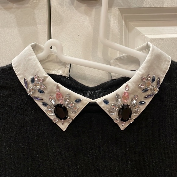 Maje black sweater with jeweled collar - Picture 2 of 8